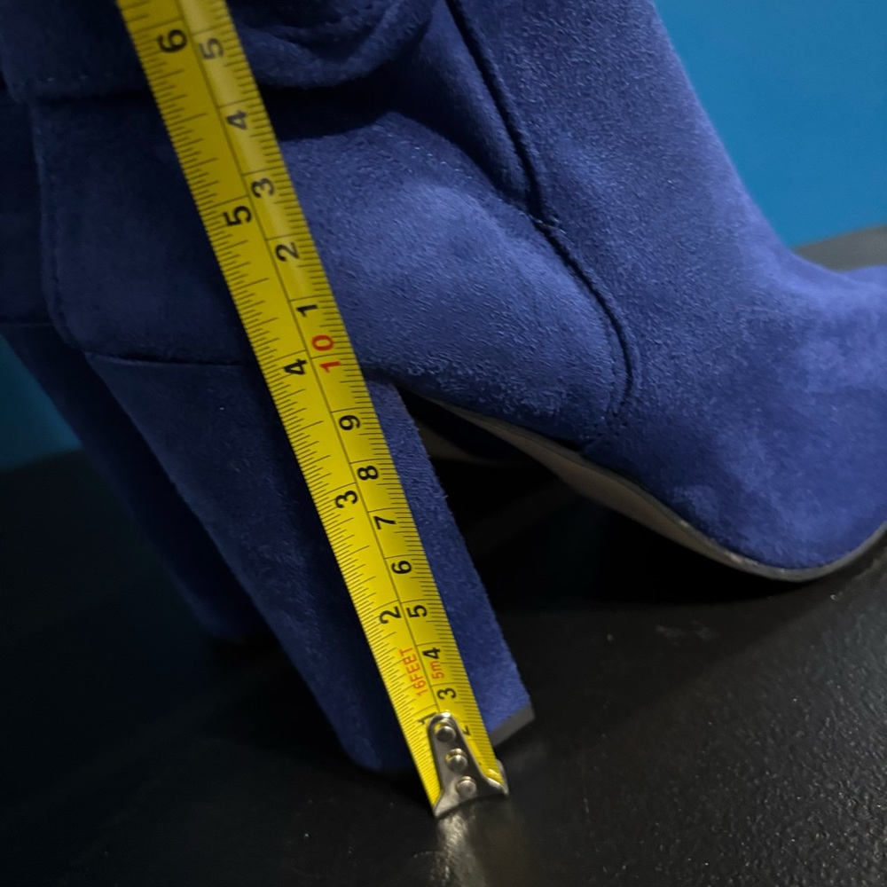 JustFab Blue Over the Knee Boots with Pointed Toe - Picture 3 of 8